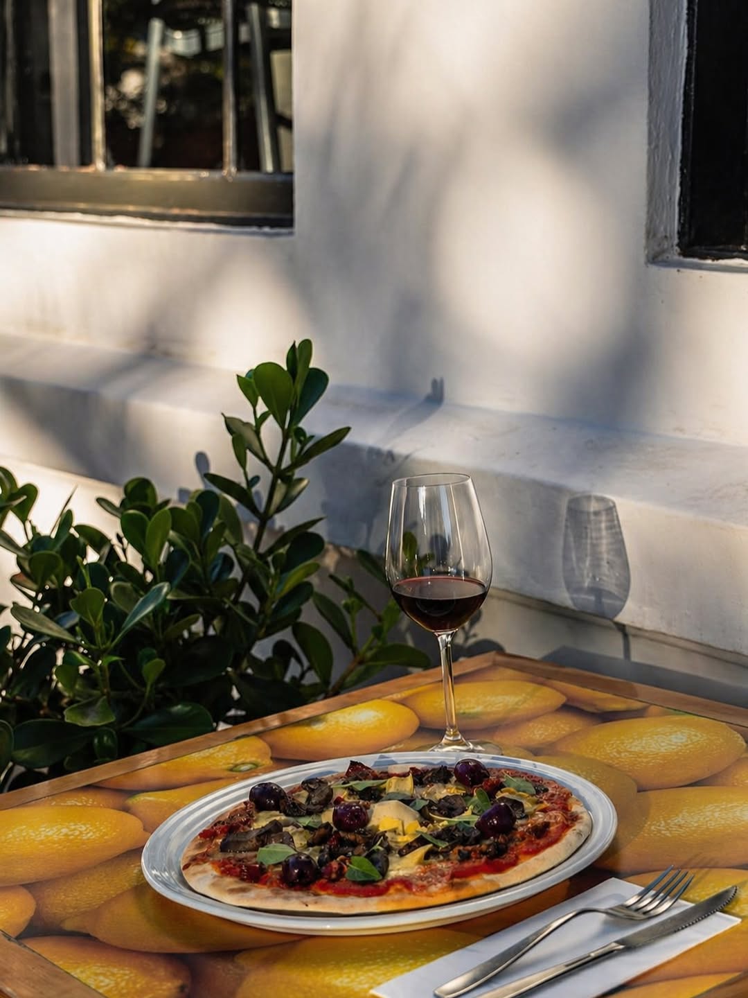 Pizza Arezzo da Piola Curitiba em mesa externa